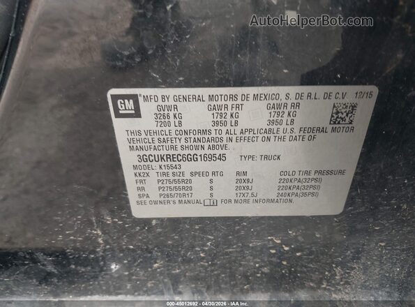 3GCUKREC6GG169545 2016 CHEVROLET SILVERADO Black Engine compartment view