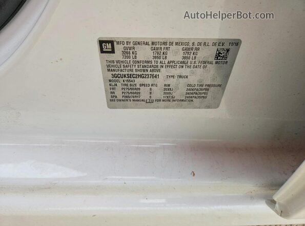 3GCUKSEC2HG237641 2017 CHEVROLET SILVERADO White 