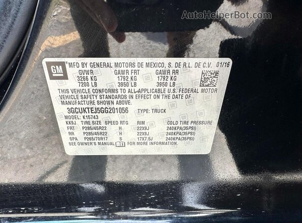 3GCUKTEJ5GG201056 2016 CHEVROLET SILVERADO Black Rear seats view