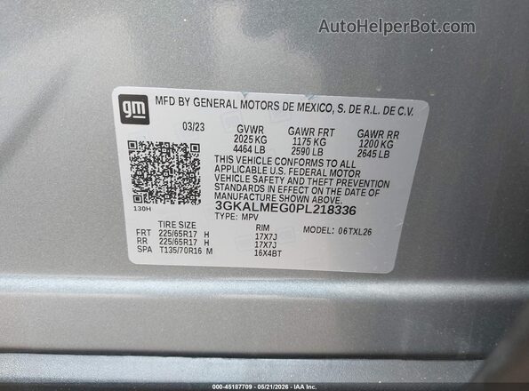 3GKALMEG0PL218336 2023 GMC TERRAIN Gray Engine compartment view