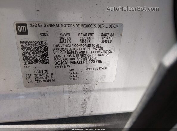 3GKALMEG1PL223786 2023 GMC TERRAIN White Շարժիչի բաժամունքի տեսք