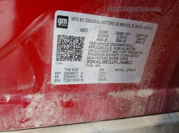 3GKALMEG1PL254813 2023 GMC TERRAIN Red Вид наклейки з VIN-кодом