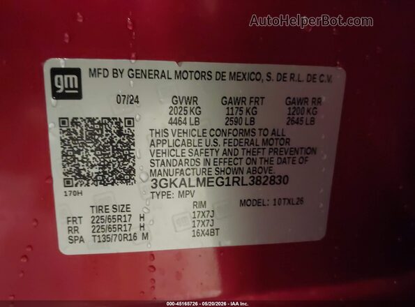 3GKALMEG1RL382830 2024 GMC TERRAIN Красный Вид подкапотного пространства
