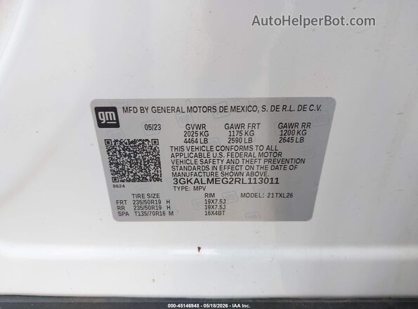 3GKALMEG2RL113011 2024 GMC TERRAIN White Вид підкапотного простору