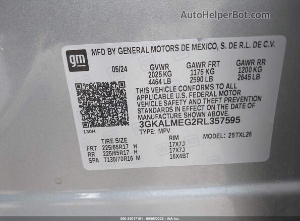 3GKALMEG2RL357595 2024 GMC TERRAIN Gray Vista del compartimento del motor