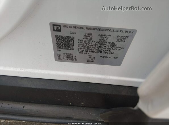 3GKALMEG4SL296840 2025 GMC TERRAIN White Engine compartment view