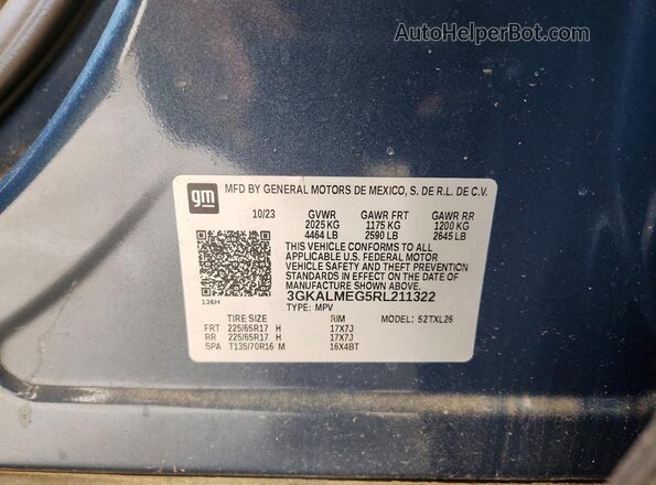 3GKALMEG5RL211322 2024 GMC TERRAIN Blue Vista del compartimento del motor