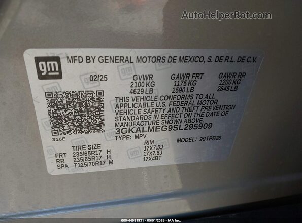 3GKALMEG9SL295909 2025 GMC TERRAIN Tan Вид підкапотного простору