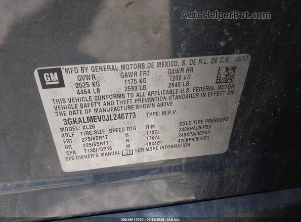 3GKALMEV0JL246773 2018 GMC TERRAIN Gray Engine compartment view
