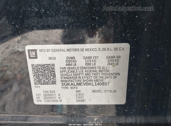 3GKALMEV0KL140857 2019 GMC TERRAIN Black Вид підкапотного простору