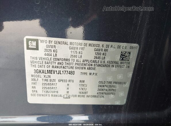3GKALMEV1JL177480 2018 GMC TERRAIN Blue Вид підкапотного простору