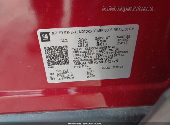 3GKALMEV2ML341775 2021 GMC TERRAIN Red Շարժիչի բաժամունքի տեսք
