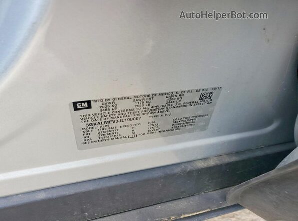3GKALMEV3JL198007 2018 GMC TERRAIN Silver Widok komory silnika