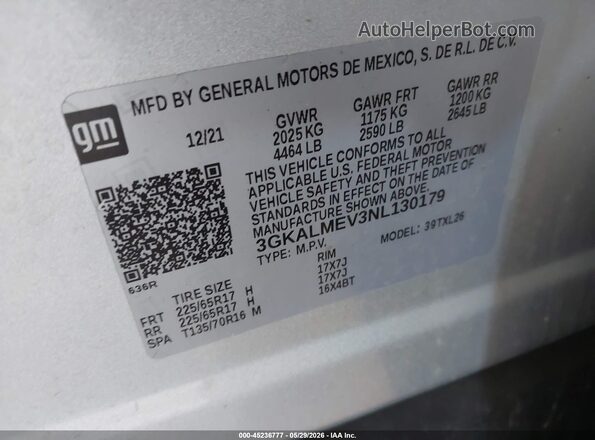 3GKALMEV3NL130179 2022 GMC TERRAIN Серебряный Вид подкапотного пространства
