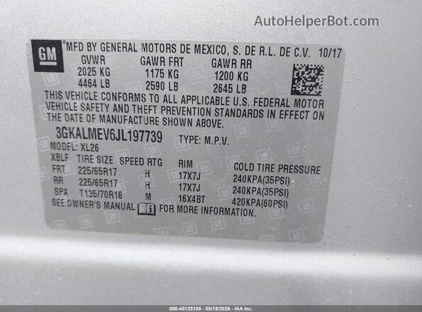 3GKALMEV6JL197739 2018 GMC TERRAIN Серебряный Вид подкапотного пространства