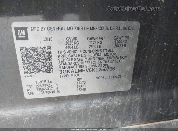 3GKALMEV6KL258766 2019 GMC TERRAIN Gray Շարժիչի բաժամունքի տեսք