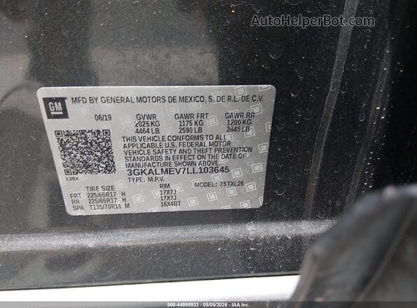 3GKALMEV7LL103645 2020 GMC TERRAIN Gray Vista del compartimento del motor
