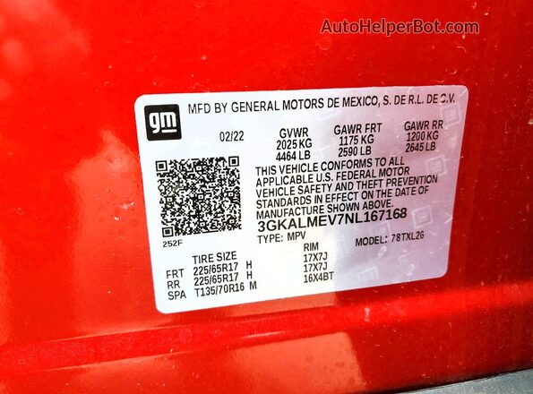 3GKALMEV7NL167168 2022 GMC TERRAIN Burgundy 360 interior view