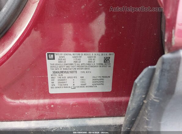 3GKALMEV8JL160773 2018 GMC TERRAIN Burgundy Շարժիչի բաժամունքի տեսք