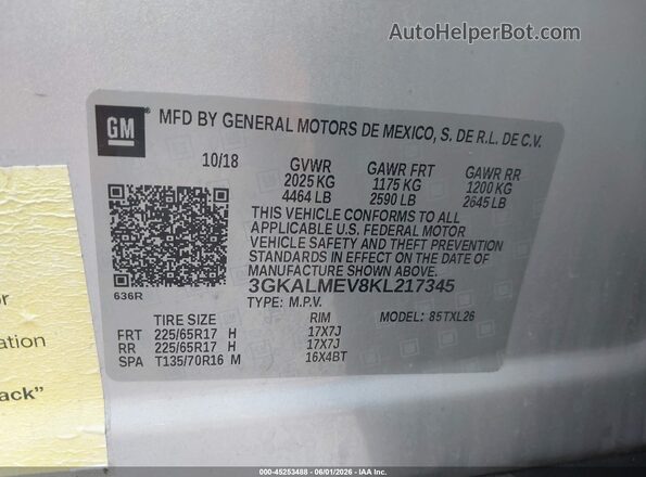 3GKALMEV8KL217345 2019 GMC TERRAIN Gray Engine compartment view