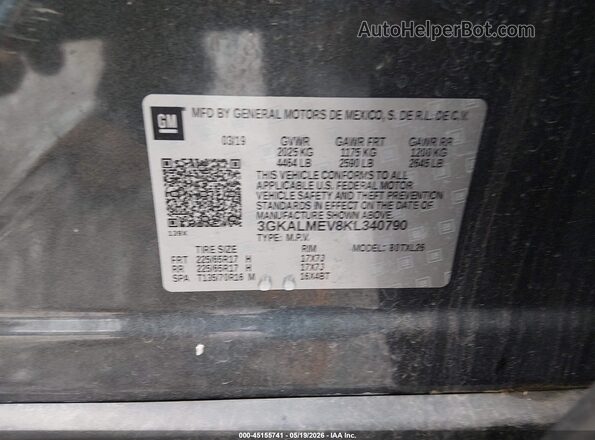 3GKALMEV8KL340790 2019 GMC TERRAIN Gray ძრავის განყოფილების ხედი