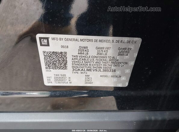 3GKALMEV9JL385316 2018 GMC TERRAIN Black Vista del compartimento del motor