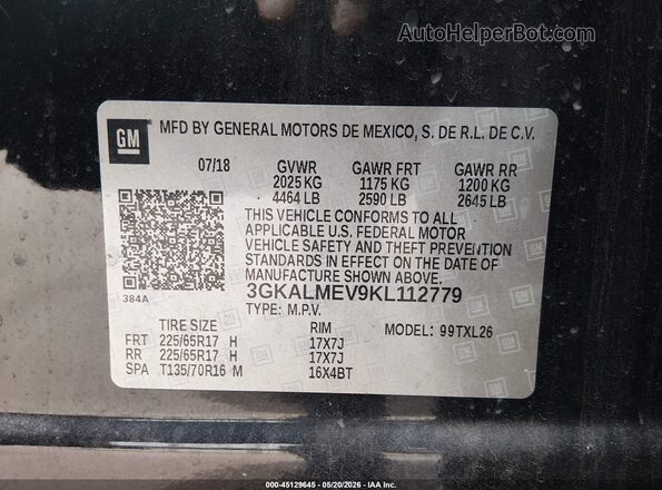3GKALMEV9KL112779 2019 GMC TERRAIN Black 