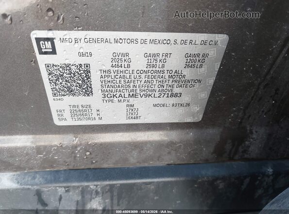 3GKALMEV9KL271883 2019 GMC TERRAIN Brown Շարժիչի բաժամունքի տեսք