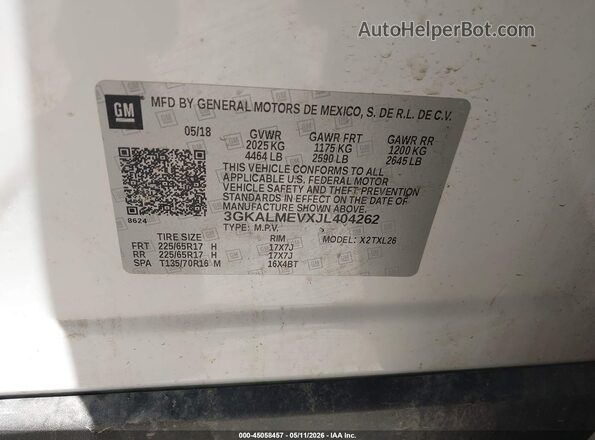 3GKALMEVXJL404262 2018 GMC TERRAIN Белый 