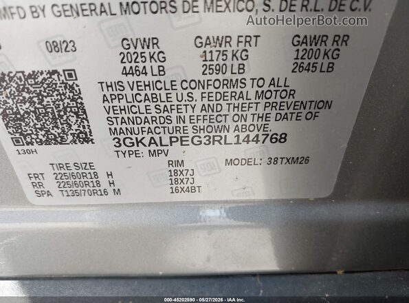 3GKALPEG3RL144768 2024 GMC TERRAIN Gray Engine compartment view