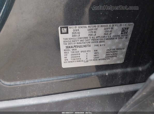 3GKALPEV4JL249774 2018 GMC TERRAIN Gray Widok komory silnika
