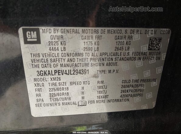 3GKALPEV4JL294391 2018 GMC TERRAIN Black 