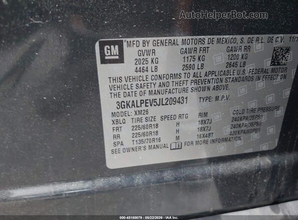 3GKALPEV5JL209431 2018 GMC TERRAIN Gray 