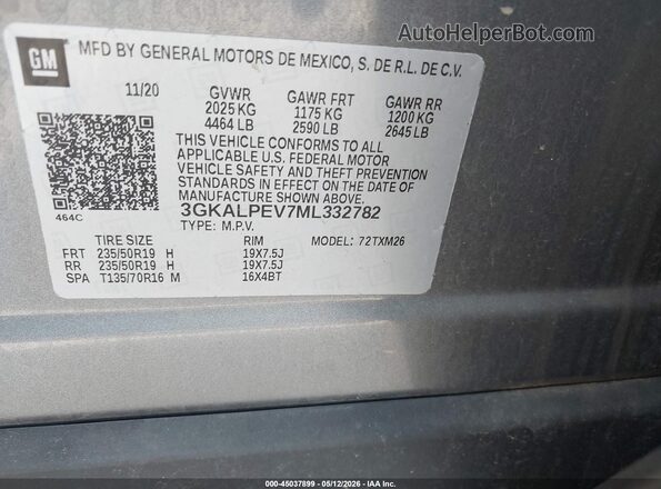 3GKALPEV7ML332782 2021 GMC TERRAIN Gray ძრავის განყოფილების ხედი