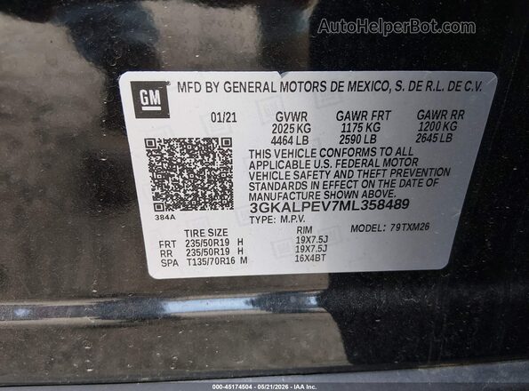 3GKALPEV7ML358489 2021 GMC TERRAIN Black Vista del compartimento del motor