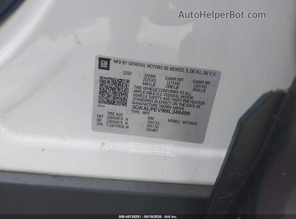 3GKALPEV9ML349499 2021 GMC TERRAIN White Вид підкапотного простору