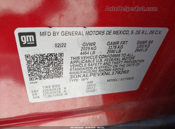 3GKALPEVXNL178263 2022 GMC TERRAIN Красный Вид подкапотного пространства