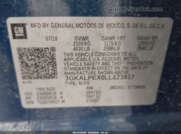 3GKALPEX0LL123917 2020 GMC TERRAIN Blue Widok komory silnika