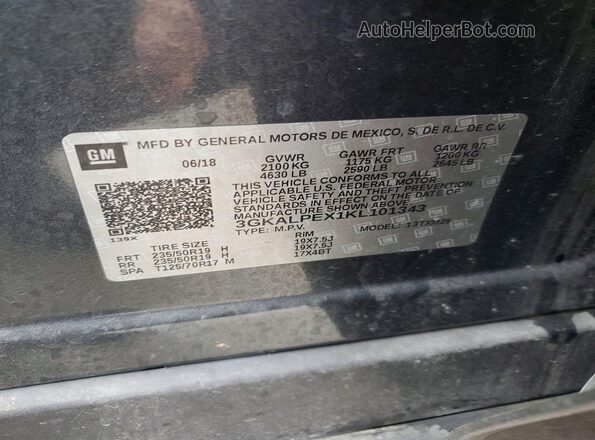 3GKALPEX1KL101343 2019 GMC TERRAIN Gray 