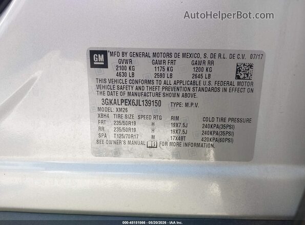3GKALPEX6JL139150 2018 GMC TERRAIN Серебряный 