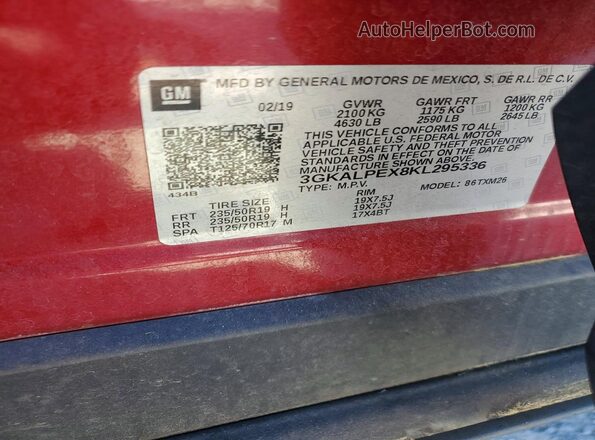 3GKALPEX8KL295336 2019 GMC TERRAIN Maroon 