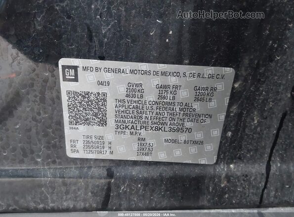 3GKALPEX8KL359570 2019 GMC TERRAIN Black ძრავის განყოფილების ხედი