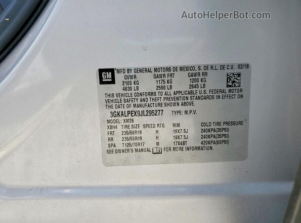 3GKALPEX9JL295277 2018 GMC TERRAIN Silver 
