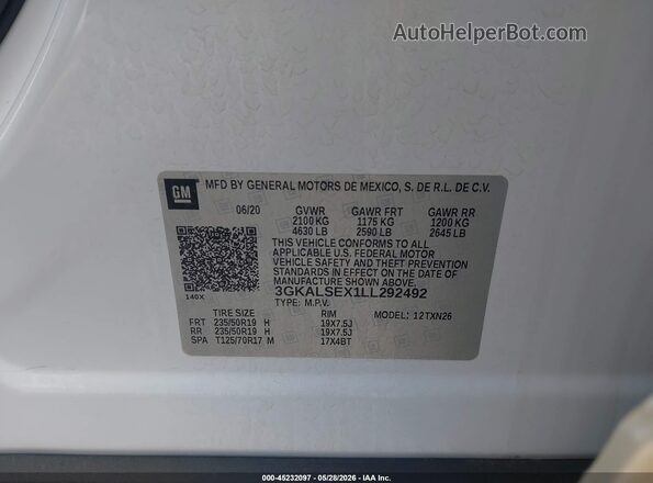 3GKALSEX1LL292492 2020 GMC TERRAIN White Շարժիչի բաժամունքի տեսք