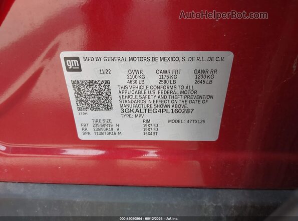 3GKALTEG4PL160287 2023 GMC TERRAIN Red Շարժիչի բաժամունքի տեսք