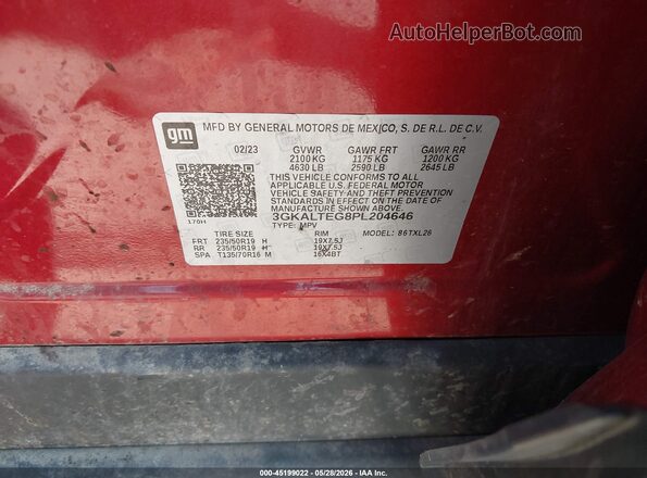 3GKALTEG8PL204646 2023 GMC TERRAIN Red ძრავის განყოფილების ხედი