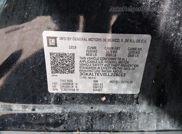 3GKALTEV0LL228013 2020 GMC TERRAIN Black Вид підкапотного простору