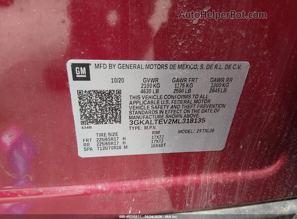 3GKALTEV2ML318135 2021 GMC TERRAIN Red Widok komory silnika