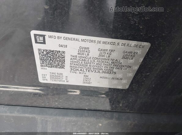 3GKALTEV3JL368375 2018 GMC TERRAIN Black 