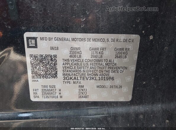 3GKALTEV3KL101996 2019 GMC TERRAIN Black ძრავის განყოფილების ხედი